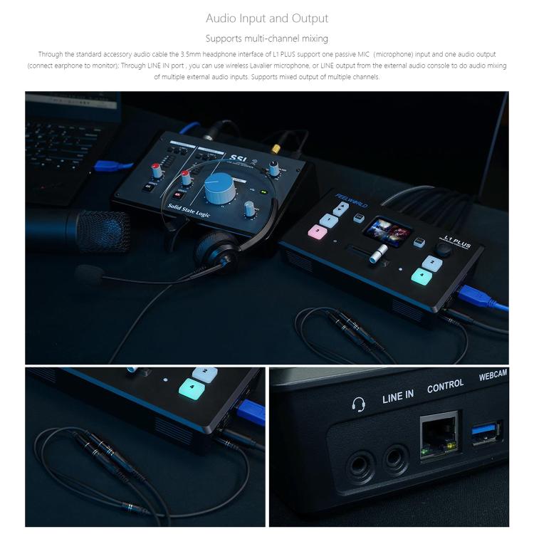 FEELWORLD L1 PLUS Multi-camera Video Mixer Switcher Touch Screen PTZ Control USB3.0 Fast Streaming Switcher (UK Plug) - Live Sound Effects Processors by FEELWORLD | Online Shopping South Africa | PMc TechLife | Buy Now Pay Later Mobicred