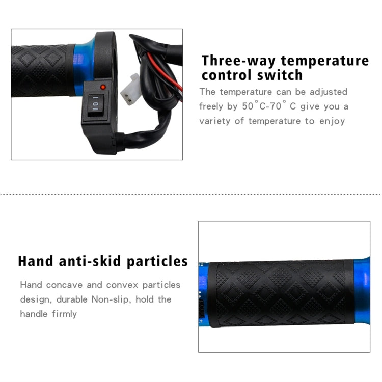 CS-764A2 12V Motorcycle Scooter Aluminum Alloy Electric Hand Grip Cover Heated Grip Handlebar(Blue) - Grips by PMC Jewellery | Online Shopping South Africa | PMC Jewellery | Buy Now Pay Later Mobicred