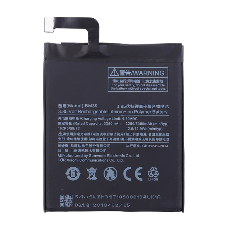 BM39 3250mAh for Xiaomi Mi 6 Li-Polymer Battery - For Xiaomi by PMC Jewellery | Online Shopping South Africa | PMC Jewellery | Buy Now Pay Later Mobicred