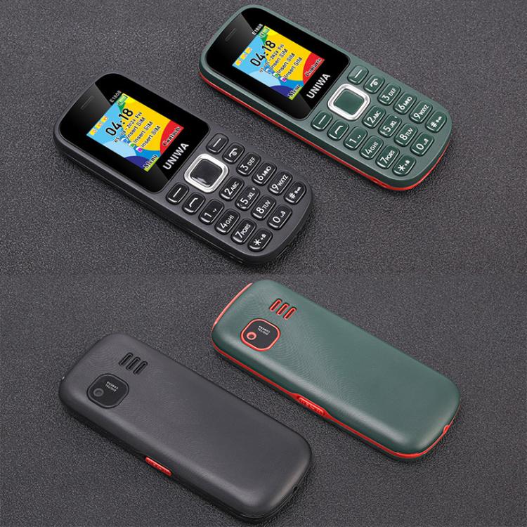 UNIWA E1808 Elder Keypad Phone, 1.77 inch SC6531E, LED Flashlight, 21 Keys, Network: 2G, Triple SIM, EU Plug (Green) - free shipping - PMc TechLife - Order now!
