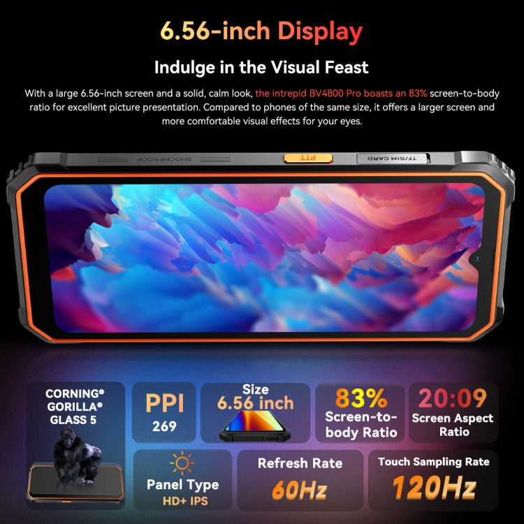 Blackview BV4800 Pro, 4GB+128GB, IP68/IP69K/MIL-STD-810H, 6.56 inch Android 14 Unisoc T606 Octa Core, Network: 4G, OTG (Orange) - Blackview by Blackview | Online Shopping South Africa | PMC Jewellery | Buy Now Pay Later Mobicred