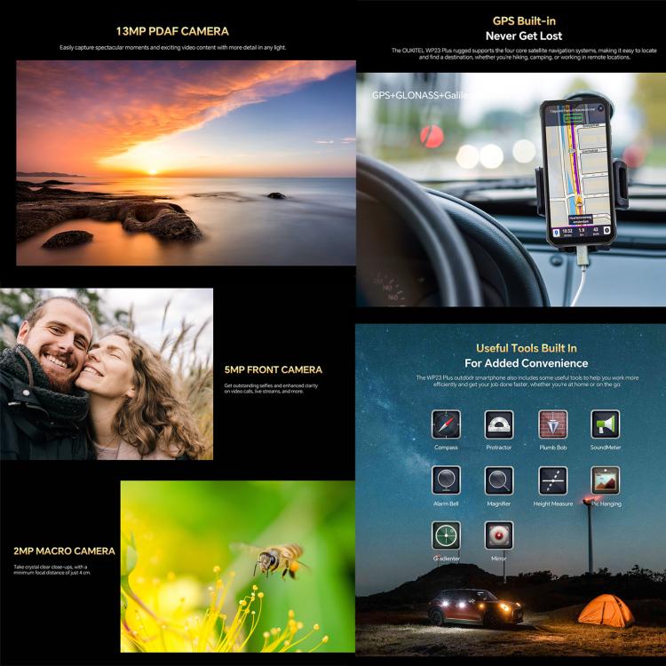 Oukitel WP23 Plus Rugged Phone, 8GB+256GB, 6.52 inch Android 14.0Unisoc T606 Octa-core, NFC, OTG, Network: 4G (Black) - free shipping - PMc TechLife - Order now!