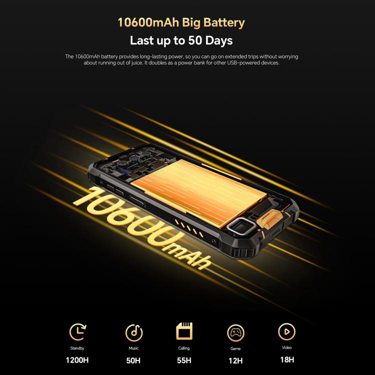 Oukitel WP23 Plus Rugged Phone, 8GB+256GB, 6.52 inch Android 14.0Unisoc T606 Octa-core, NFC, OTG, Network: 4G (Orange) - free shipping - PMc TechLife - Order now!