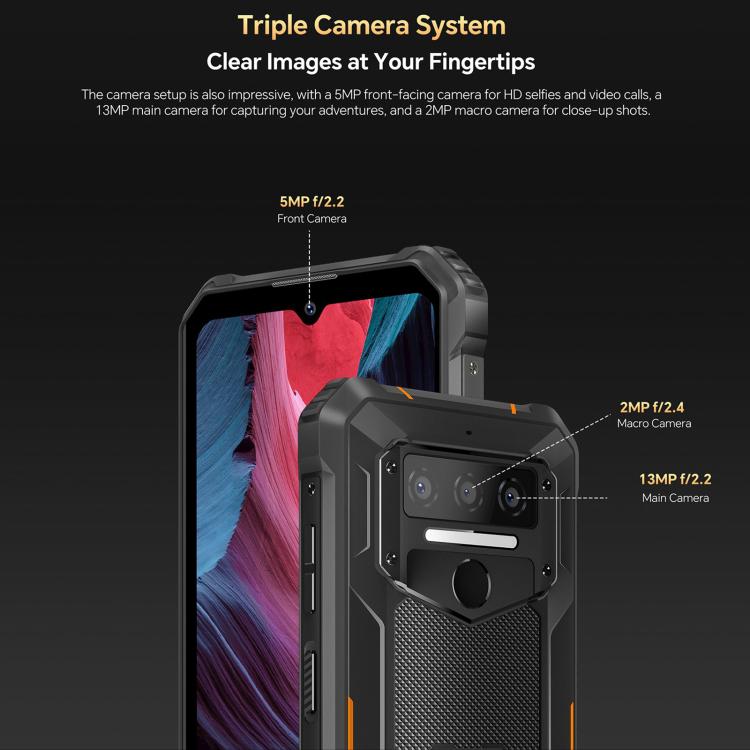 Oukitel WP23 Plus Rugged Phone, 8GB+256GB, 6.52 inch Android 14.0Unisoc T606 Octa-core, NFC, OTG, Network: 4G (Orange) - free shipping - PMc TechLife - Order now!
