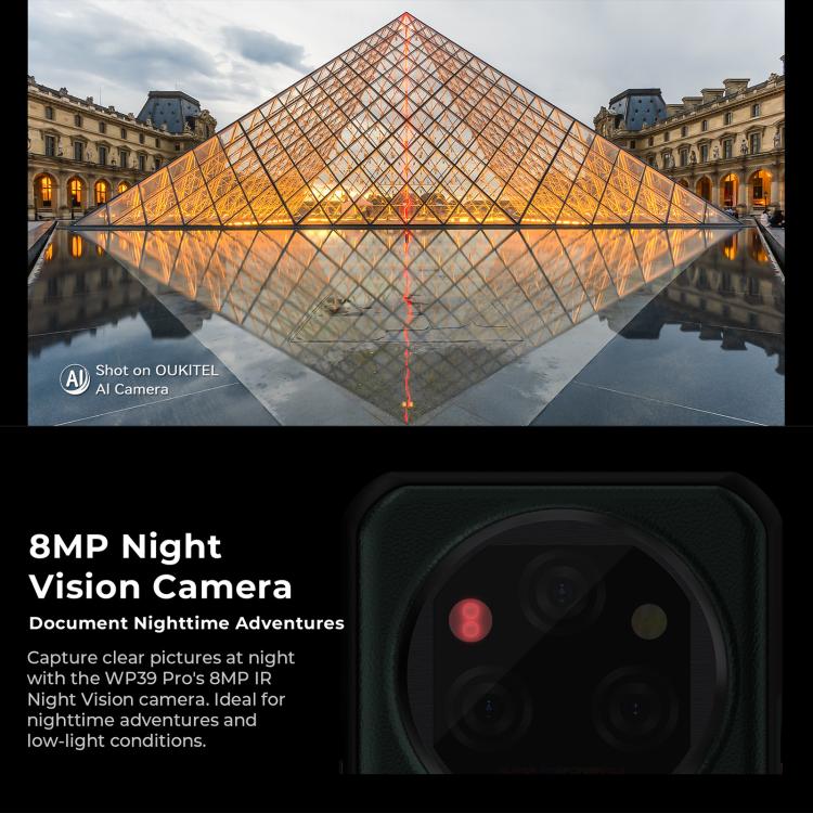 Oukitel WP39 Pro 5G Rugged Phone, 12GB+512GB, Night Vision, Fingerprint Identification, 6.6 inch Android 14 MediaTek Dimensity 6300 Octa Core, NFC, OTG, Network: 5G (Green) - free shipping - PMc TechLife - Order now!