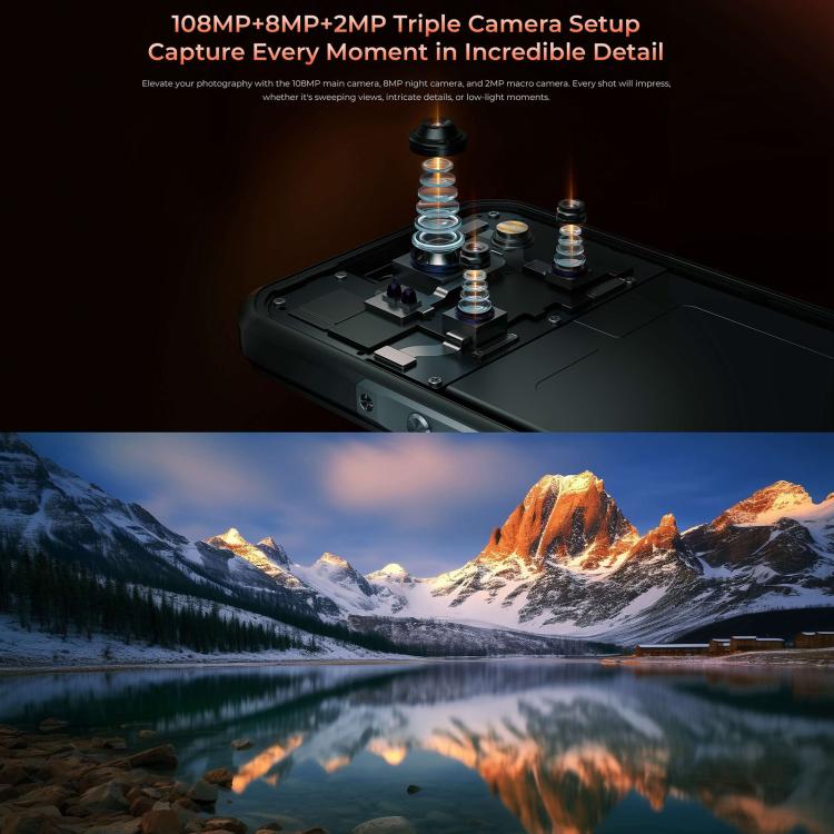 Oukitel WP55 Pro 5G Rugged Phone, 16GB+512GB, 108MP Camera, Fingerprint Identification, 6.6 inch Android 15 MediaTek Dimensity 7025 Octa Core, NFC, OTG, Network: 5G (Black) - free shipping - PMC TechLife - Order now!