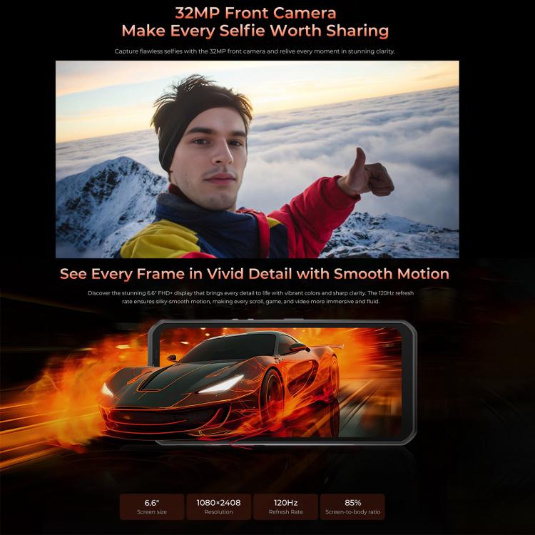 Oukitel WP55 Pro 5G Rugged Phone, 16GB+512GB, 108MP Camera, Fingerprint Identification, 6.6 inch Android 15 MediaTek Dimensity 7025 Octa Core, NFC, OTG, Network: 5G (Black) - free shipping - PMC TechLife - Order now!