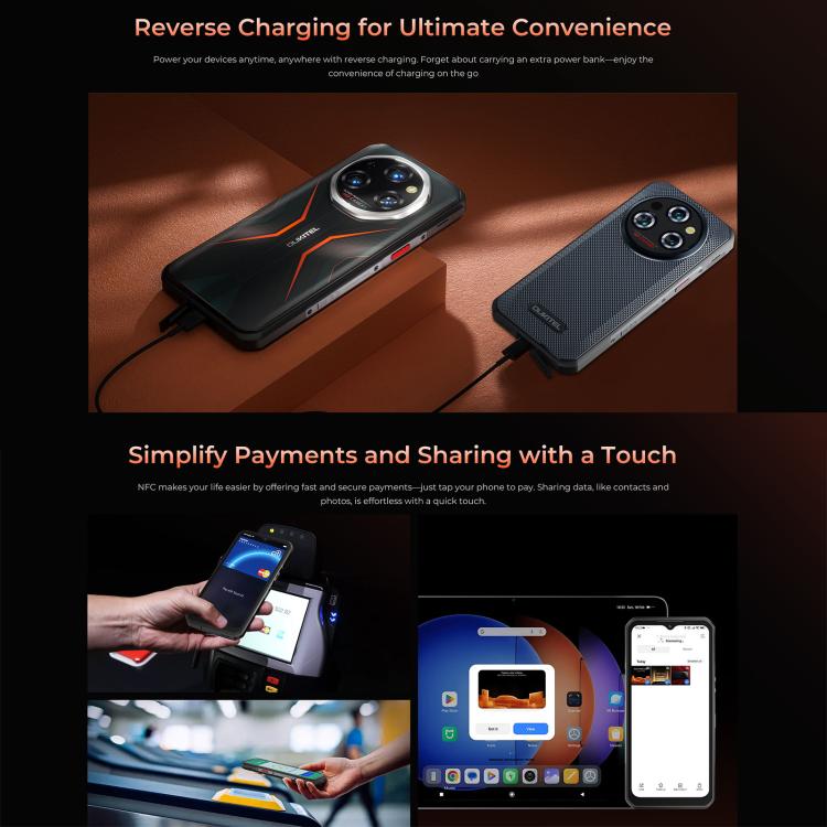 Oukitel WP55 5G Rugged Phone, 12GB+256GB, 108MP Camera, Fingerprint Identification, 6.6 inch Android 15 MediaTek Dimensity 7025 Octa Core, NFC, OTG, Network: 5G (Orange) - free shipping - PMC TechLife - Order now!
