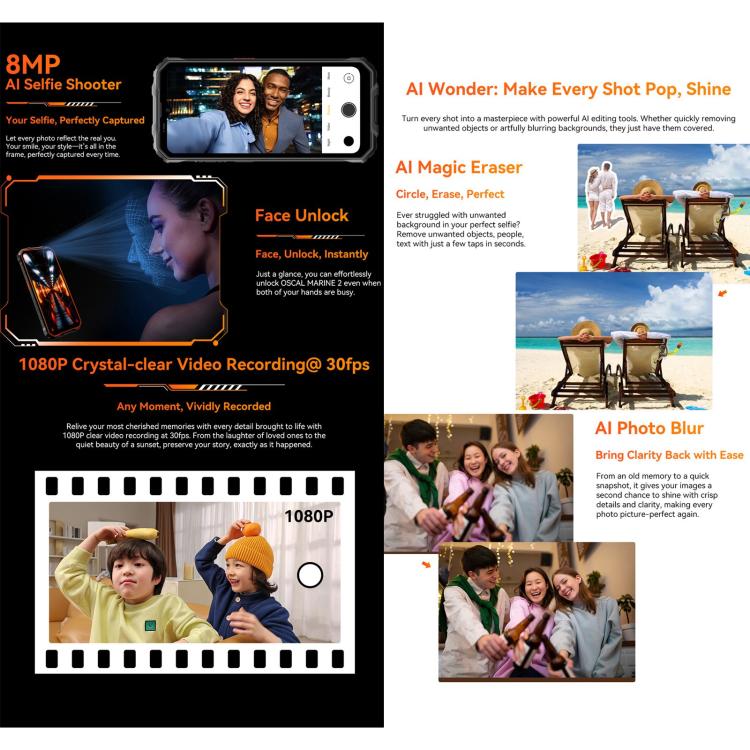 Blackview Oscal Marine 2, 4GB+64GB, 6.56 inch Android 15 Unisoc UMS9230E T615 Octa Core, Network: 4G, OTG, NFC (Orange) - free shipping - PMC TechLife - Order now!