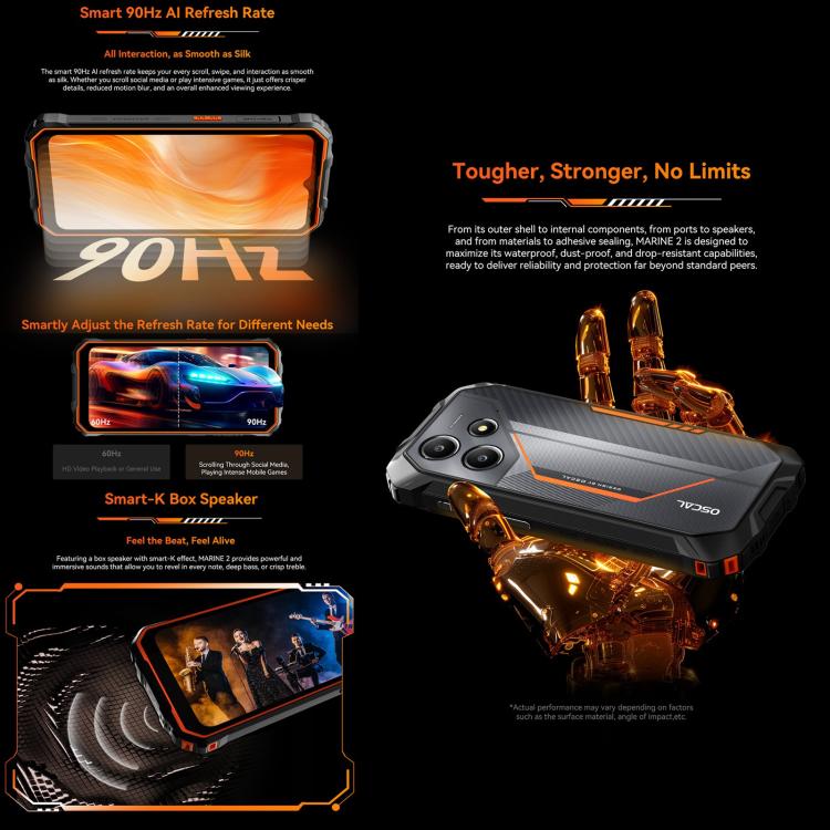 Blackview Oscal Marine 2, 4GB+64GB, 6.56 inch Android 15 Unisoc UMS9230E T615 Octa Core, Network: 4G, OTG, NFC (Orange) - free shipping - PMC TechLife - Order now!