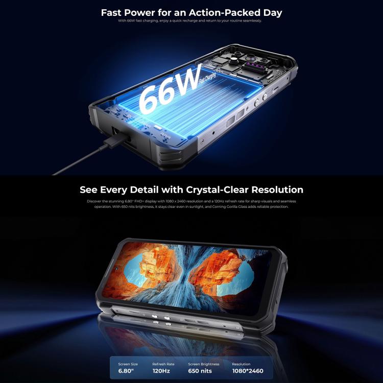 Oukitel WP100 Laser Rangefinder Rugged Phone, 12GB+512GB, 200MP Camera, Fingerprint Identification, 6.8 inch Android 14 MediaTek Dimensity 7300 Octa Core, NFC, OTG, Network: 5G (Black) - free shipping - PMC TechLife - Order now!