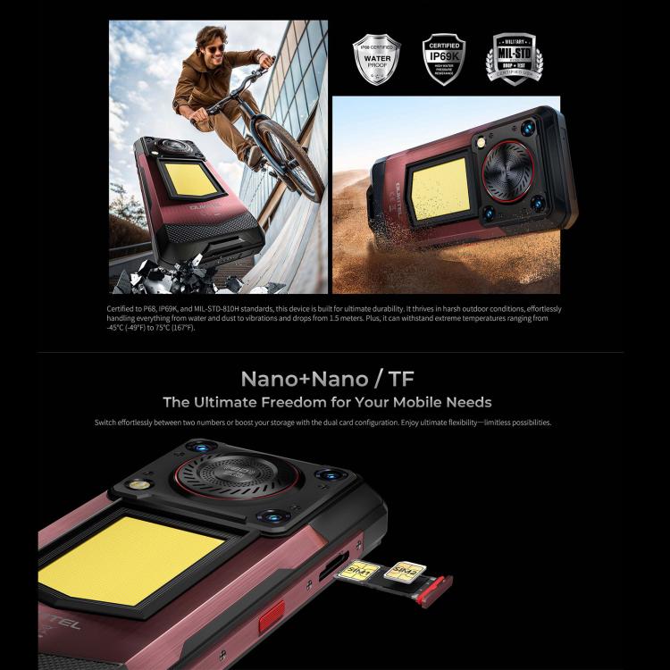 Oukitel WP56 Rugged Phone, 12GB+512GB, 108MP Camera, Fingerprint Identification, 6.8 inch Android 15 MTK Dimensity 7050 Octa Core, NFC, OTG, Network: 5G (Red) - free shipping - PMC TechLife - Order now!