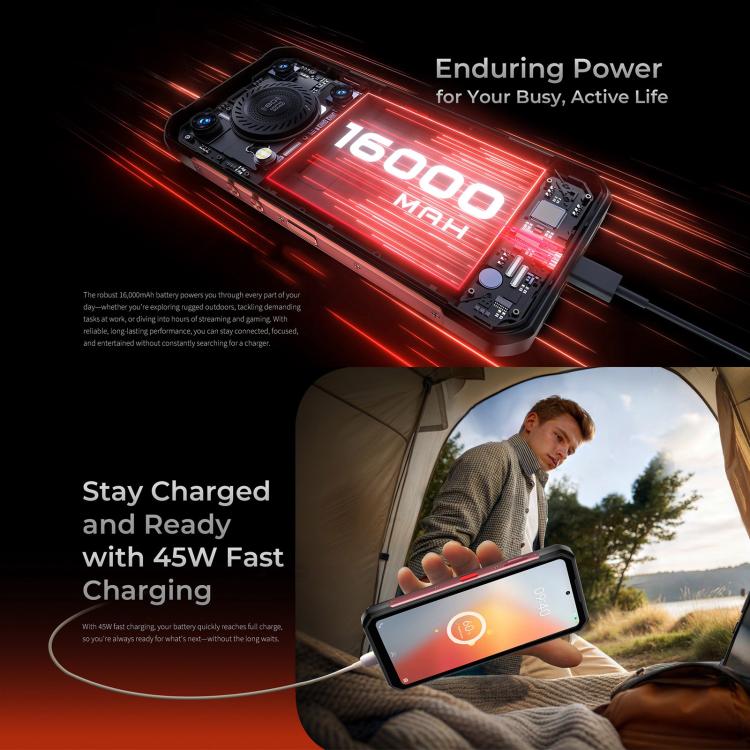 Oukitel WP56 Rugged Phone, 12GB+512GB, 108MP Camera, Fingerprint Identification, 6.8 inch Android 15 MTK Dimensity 7050 Octa Core, NFC, OTG, Network: 5G (Red) - free shipping - PMC TechLife - Order now!