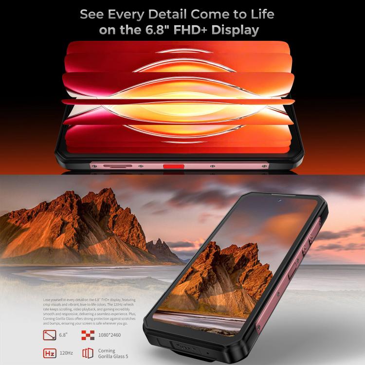 Oukitel WP56 Rugged Phone, 12GB+512GB, 108MP Camera, Fingerprint Identification, 6.8 inch Android 15 MTK Dimensity 7050 Octa Core, NFC, OTG, Network: 5G (Red) - free shipping - PMC TechLife - Order now!