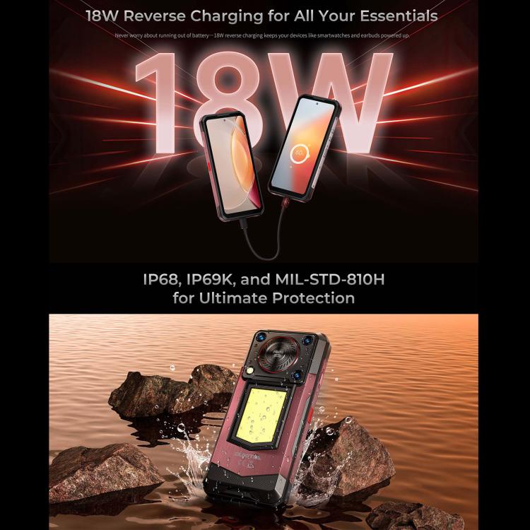 Oukitel WP56 Rugged Phone, 12GB+512GB, 108MP Camera, Fingerprint Identification, 6.8 inch Android 15 MTK Dimensity 7050 Octa Core, NFC, OTG, Network: 5G (Red) - free shipping - PMC TechLife - Order now!