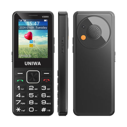 UNIWA V2000 Elder Keypad Phone, 2.4 inch Unisoc T107, 1700mAh Battery, LED Flashlight, SOS, Network: 4G, UK Plug (Black) - UNIWA by UNIWA | Online Shopping South Africa | PMC Jewellery | Buy Now Pay Later Mobicred