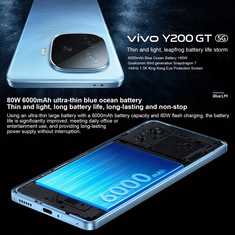 vivo Y200 GT, Dual Back Cameras, 8GB+256GB, Face ID Screen Fingerprint Identification, 6.78 inch Android 14.0 OriginOS 4 Snapdragon 7 Gen 3 Octa Core 2.63GHz, OTG, NFC, Network: 5G, Support Google Play (Black) - vivo by vivo | Online Shopping South Africa | PMC Jewellery | Buy Now Pay Later Mobicred