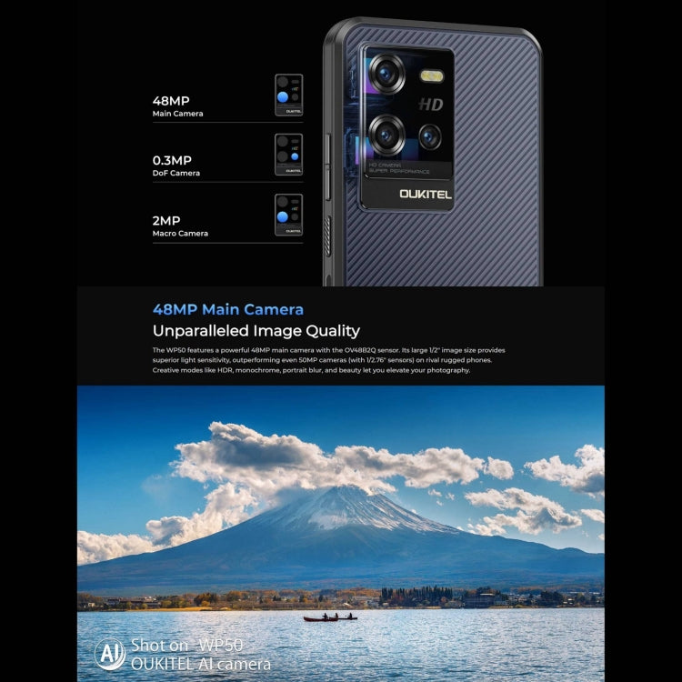 Oukitel WP50 5G Rugged Phone, 4GB+256GB, 6.6 inch Android 14.0 MediaTek Dimensity 6100+ Octa-core, NFC, OTG, Network: 5G (Black) - free shipping - PMC Jewellery - Order now!