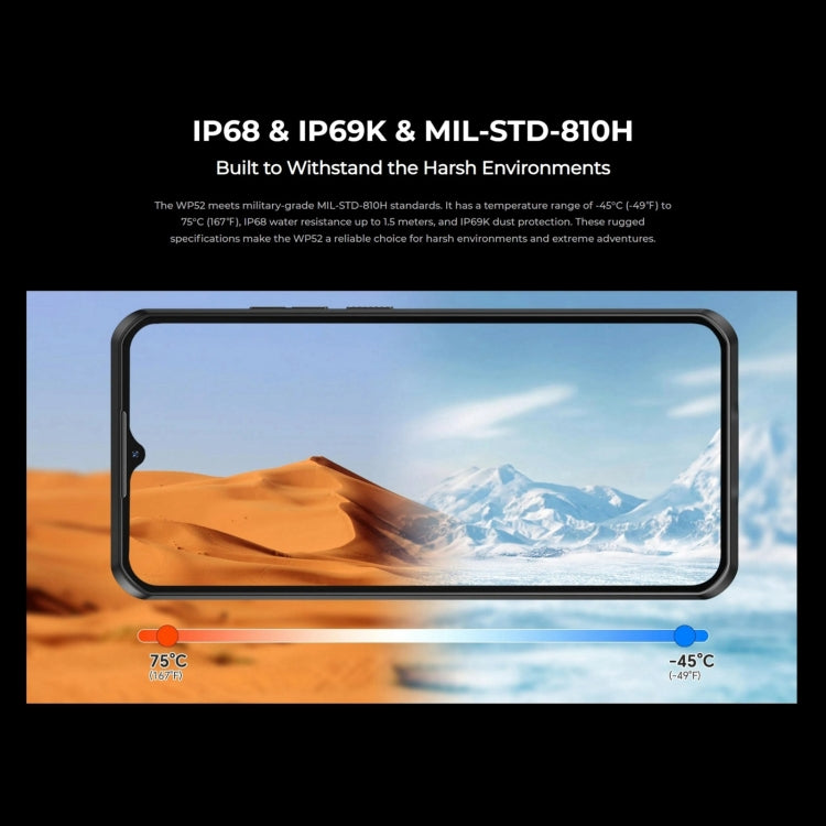 Oukitel WP52 5G Rugged Phone, 4GB+256GB, 6.6 inch Android 14.0 MediaTek Dimensity 6100+ Octa-core, NFC, OTG, Network: 5G (Black) - free shipping - PMC Jewellery - Order now!