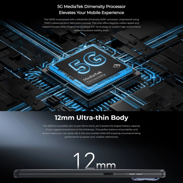 Oukitel WP52 5G Rugged Phone, 4GB+256GB, 6.6 inch Android 14.0 MediaTek Dimensity 6100+ Octa-core, NFC, OTG, Network: 5G (Navy Blue) - free shipping - PMC Jewellery - Order now!