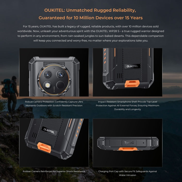 [HK Warehouse] Oukitel WP28 S IP68/IP69K Rugged Phone, 4GB+128GB, Fingerprint, 6.52 inch Unisoc T606 Octa-core, NFC, OTG, Network: 4G (Orange) - Other by OUKITEL | Online Shopping South Africa | PMC Jewellery | Buy Now Pay Later Mobicred