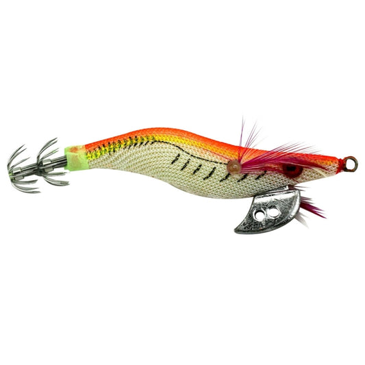 HENGJIA 2# 8cm Plastic Hard Baits Squid Fishing Lures Decoy Wood Shrimp Baits (Orange + Yellow) - Fishing Lures by HENGJIA | Online Shopping South Africa | PMC Jewellery | Buy Now Pay Later Mobicred