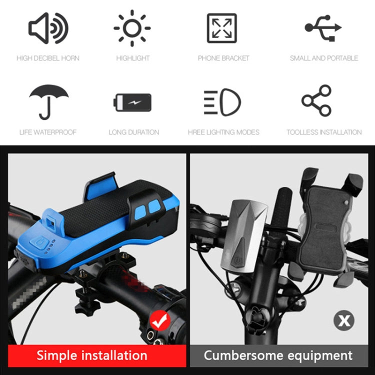 Multifunction 4  in 1 Phone Holder Bicycle Bell Cycling Lamp Flashlight(Red) - Headlights by PMC TechLife | Online Shopping South Africa | PMC TechLife | Buy Now Pay Later Mobicred