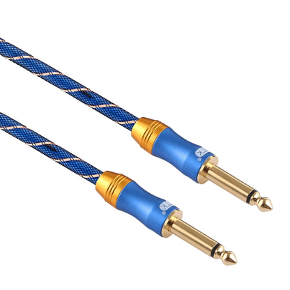 EMK 6.35mm Male to Male 3 Section Gold-plated Plug Grid Nylon Braided Audio Cable for Speaker Amplifier Mixer, Length: 1.5m(Blue) - Microphone Audio Cable & Connector by EMK | Online Shopping South Africa | PMC Jewellery | Buy Now Pay Later Mobicred