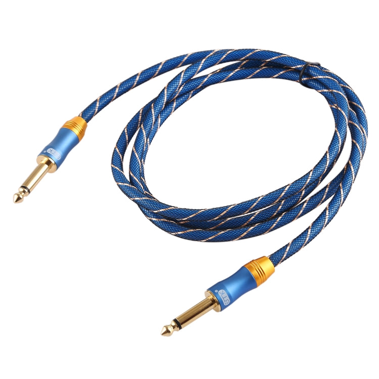 EMK 6.35mm Male to Male 3 Section Gold-plated Plug Grid Nylon Braided Audio Cable for Speaker Amplifier Mixer, Length: 1.5m(Blue) - Microphone Audio Cable & Connector by EMK | Online Shopping South Africa | PMC Jewellery | Buy Now Pay Later Mobicred