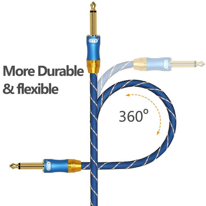 EMK 6.35mm Male to Male 3 Section Gold-plated Plug Grid Nylon Braided Audio Cable for Speaker Amplifier Mixer, Length: 1.5m(Blue) - Microphone Audio Cable & Connector by EMK | Online Shopping South Africa | PMC Jewellery | Buy Now Pay Later Mobicred