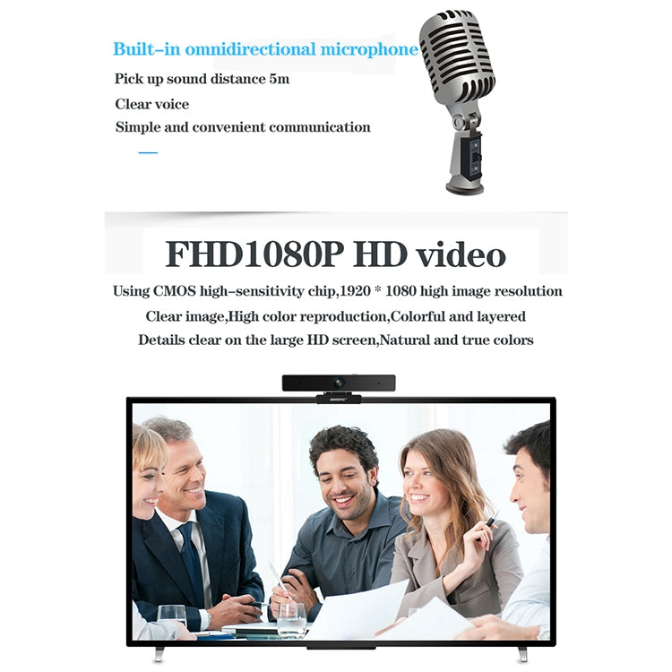 aoni C90 1080P HD Business Smart Computer Camera with Microphone - free shipping - PMC Jewellery - Order now!