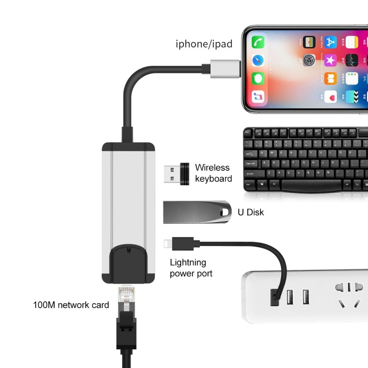 Onten 75002 8PIN to RJ45 Hub USB 2.0 Adapter(Silver) - USB 2.0 HUB by Onten | Online Shopping South Africa | PMC Jewellery | Buy Now Pay Later Mobicred