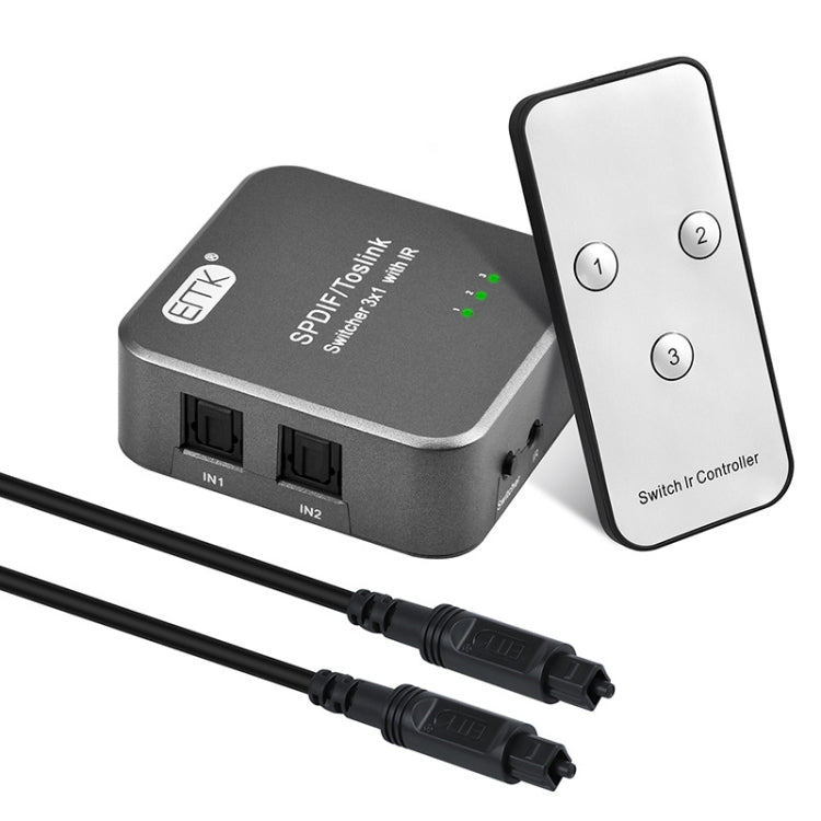 EMK SPDIF/TosLink Digital Optical Audio 3x1 Switcher with IR Controller (Grey) - free shipping - PMC Jewellery - Order now!