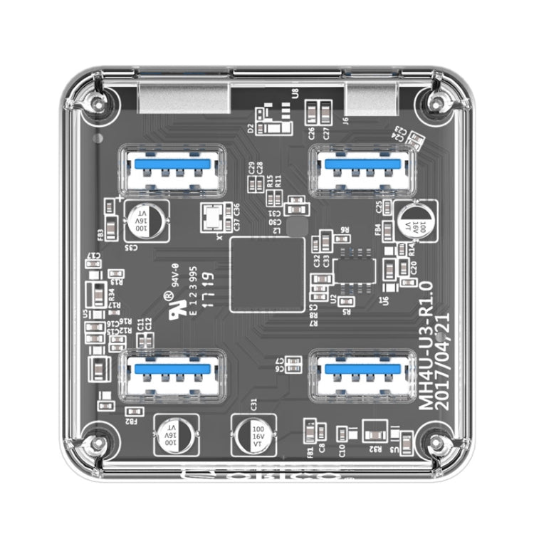 ORICO MH4U-30 USB 3.0 Transparent Desktop HUB with 30cm Micro USB Cable - USB 3.0 HUB by ORICO | Online Shopping South Africa | PMC Jewellery | Buy Now Pay Later Mobicred