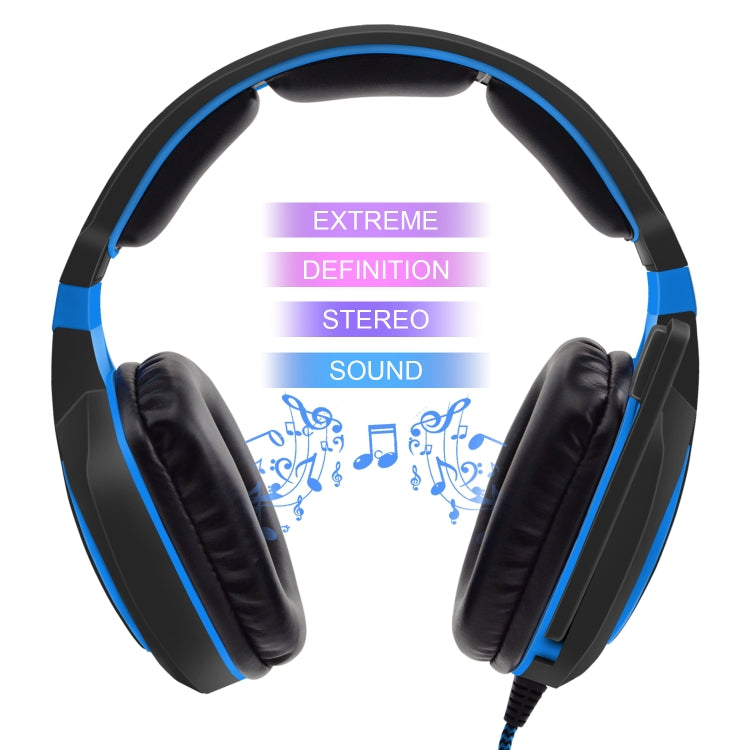 SADES AH-28 3.5mm Plug Wire-controlled Noise Reduction E-sports Gaming Headset with Retractable Microphone, Cable Length: 2m(Black Blue) - Multimedia Headset by SADES | Online Shopping South Africa | PMC Jewellery | Buy Now Pay Later Mobicred