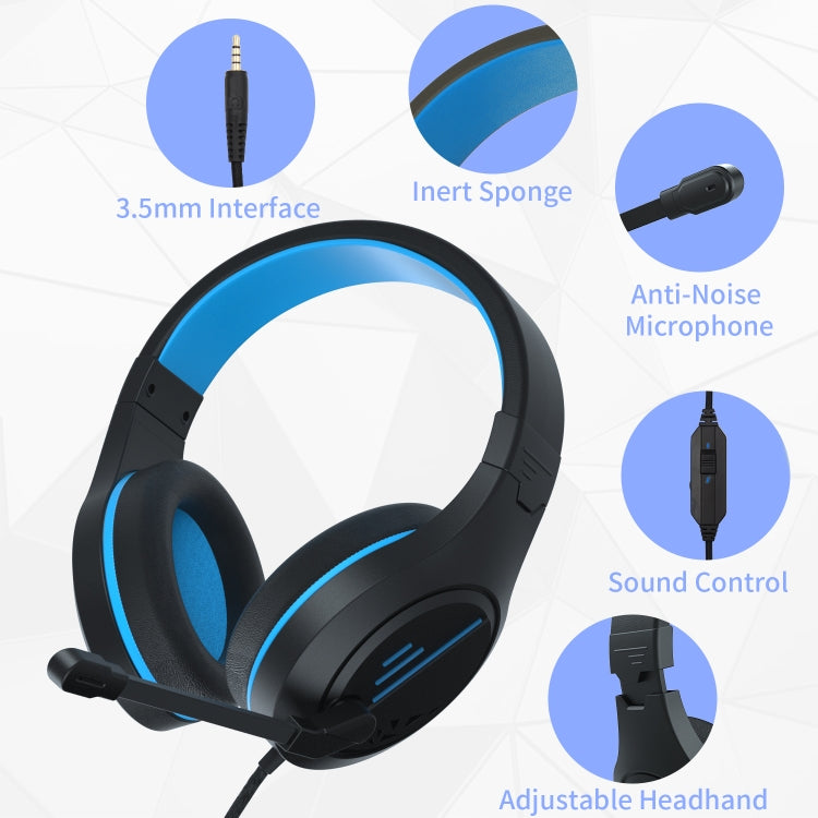 SADES MH601 3.5mm Plug Wire-controlled Noise Reduction E-sports Gaming Headset with Retractable Microphone, Cable Length: 2.2m(Black Blue) - Multimedia Headset by SADES | Online Shopping South Africa | PMC Jewellery | Buy Now Pay Later Mobicred