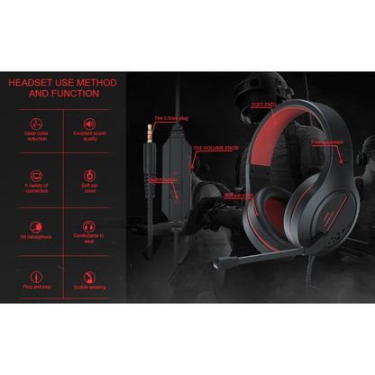 SADES MH601 3.5mm Plug Wire-controlled Noise Reduction E-sports Gaming Headset with Retractable Microphone, Cable Length: 2.2m(Black Red) - Multimedia Headset by SADES | Online Shopping South Africa | PMC Jewellery | Buy Now Pay Later Mobicred