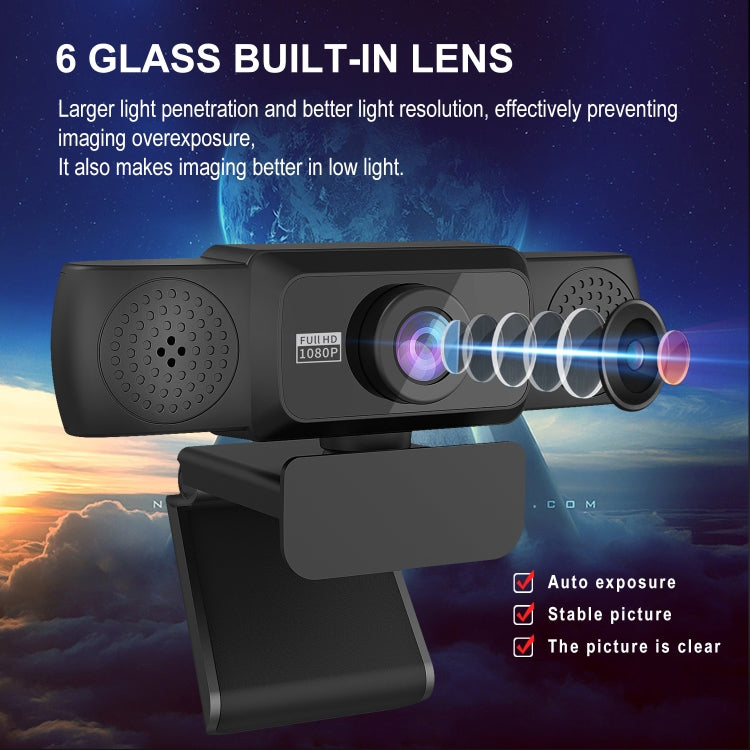 HXSJ S5 1080P Adjustable HD Video Webcam PC Camera with Microphone(Black) - free shipping - PMC Jewellery - Order now!