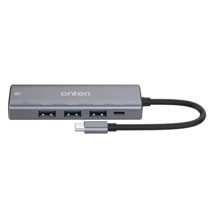 Onten OT-95123 5 in 1 Multifunctional Type-C + USB + HDMI Docking Station, Cable Length: 145mm(Silver) - USB HUB by Onten | Online Shopping South Africa | PMC Jewellery | Buy Now Pay Later Mobicred