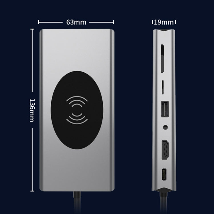 Basix T15 15 in 1 USB-C / Type-C to HDMI + VGA + USB 3.0x4 + USB 2.0x3 + SD + TF + RJ45 + PD + 3.5 Audio + 10W Converter - USB HUB by basix | Online Shopping South Africa | PMC Jewellery | Buy Now Pay Later Mobicred