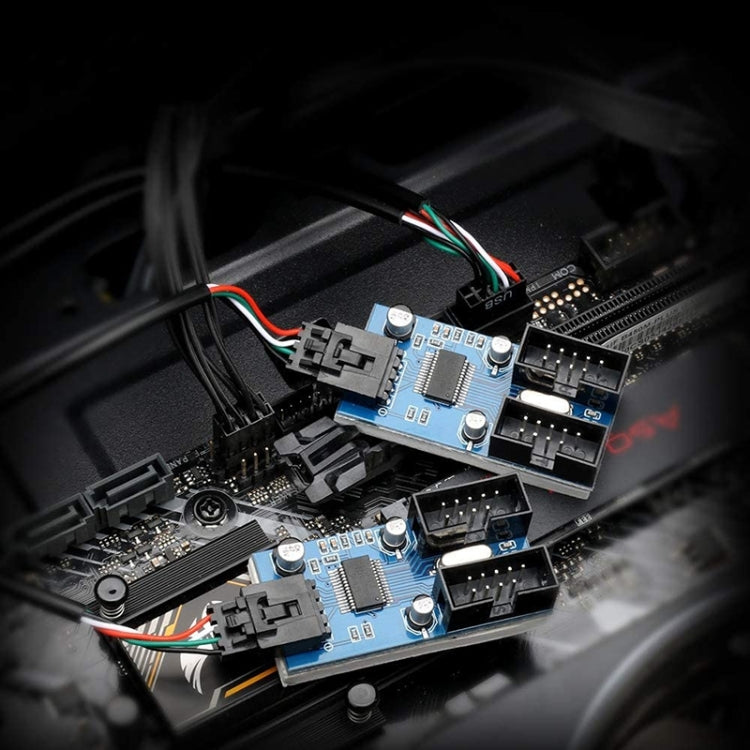 Rocketek HC427 9 Pin USB2.0 HUB Adapter One-to-Two Splitter Circuit Board - free shipping - PMC TechLife - Order now!