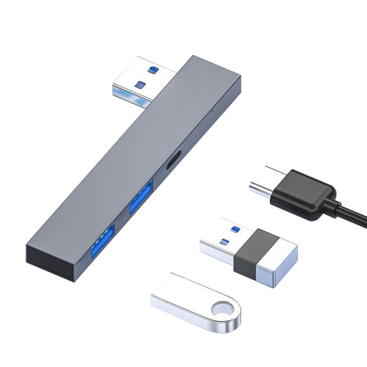 889C USB Male to USB 2.0+USB 3.0+USB-C/Type-C Female Adapter(Gray) - USB 3.0 HUB by PMC Jewellery | Online Shopping South Africa | PMC Jewellery | Buy Now Pay Later Mobicred