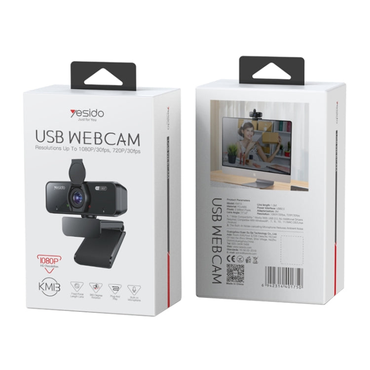 Yesido KM13 1080P 2.0MP USB Webcam, Cable Length 1.5m - HD Camera by Yesido | Online Shopping South Africa | PMC Jewellery | Buy Now Pay Later Mobicred