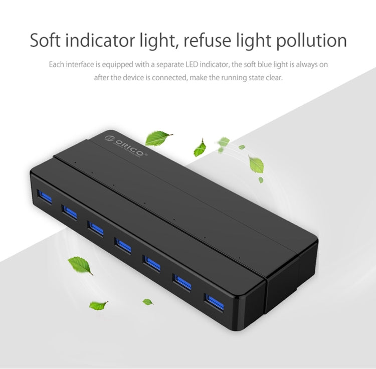 ORICO H7928-U3 ABS Material Desktop 7 Ports USB 3.0 HUB with 1m Cable(Black) - USB 3.0 HUB by ORICO | Online Shopping South Africa | PMC Jewellery | Buy Now Pay Later Mobicred