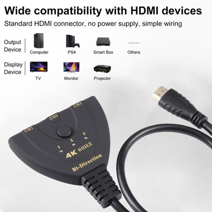 3 x 1 4K 60Hz HDMI Bi-Direction Switcher with Pigtail HDMI Cable - Switch by PMC Jewellery | Online Shopping South Africa | PMC Jewellery | Buy Now Pay Later Mobicred