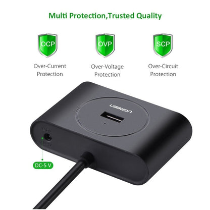 UGREEN Portable Super Speed 4 Ports USB 3.0 HUB Cable Adapter, Not Support OTG, Cable Length: 1m(Black) - USB 3.0 HUB by UGREEN | Online Shopping South Africa | PMC Jewellery