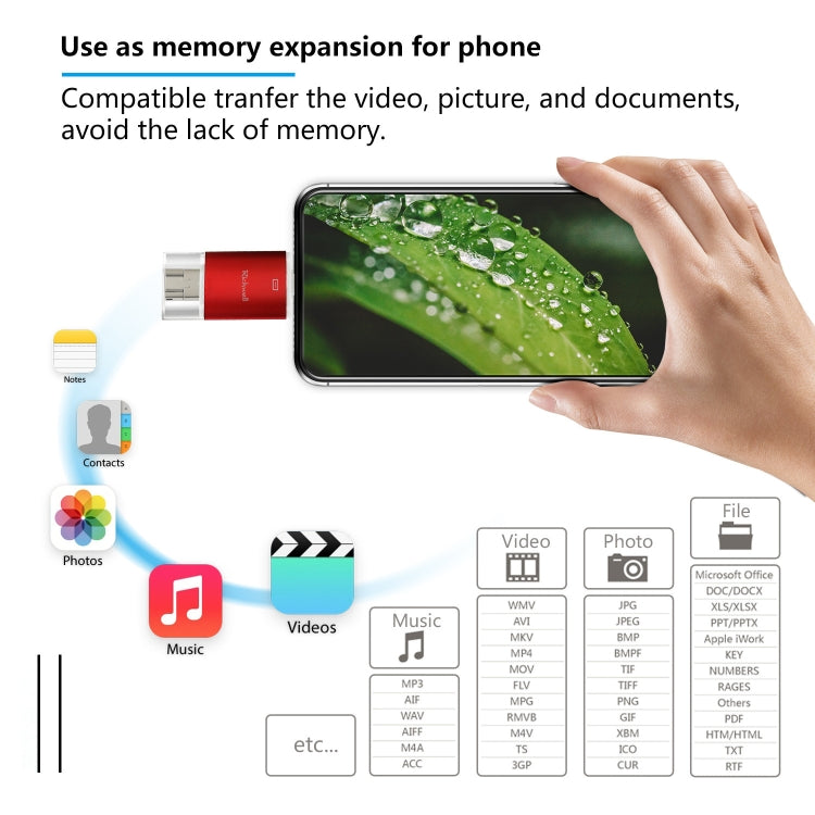 Richwell 3 in 1 32G Type-C + 8 Pin + USB 3.0 Metal Double Cover Push-pull Flash Disk with OTG Function(Black) - free shipping - PMC Jewellery - Order now!