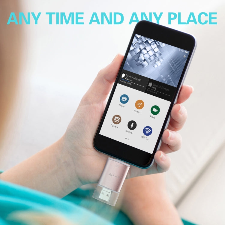 Richwell 3 in 1 16G Type-C + 8 Pin + USB 3.0 Metal Double Cover Push-pull Flash Disk with OTG Function(Silver) - free shipping - PMC Jewellery - Order now!