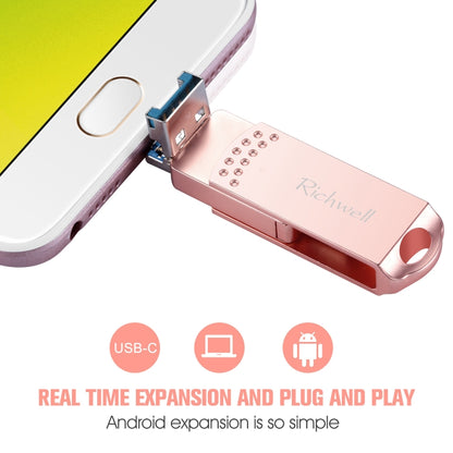 Richwell 3 in 1 16G Type-C + Micro USB + USB 3.0 Metal Flash Disk with OTG Function(Rose Gold) - U Disk & Card Reader by Richwell | Online Shopping South Africa | PMC Jewellery | Buy Now Pay Later Mobicred