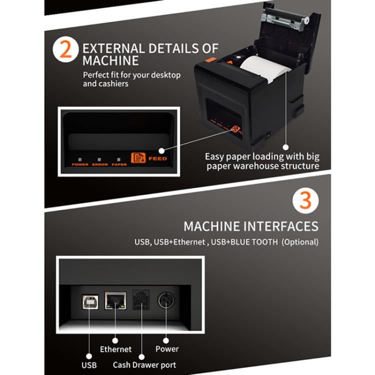 ZJ-8360 II USB and LAN Interface Auto-cutter 80mm Thermal Receipt Printer(US Plug) - Receipt Printers by PMC Jewellery | Online Shopping South Africa | PMC Jewellery | Buy Now Pay Later Mobicred